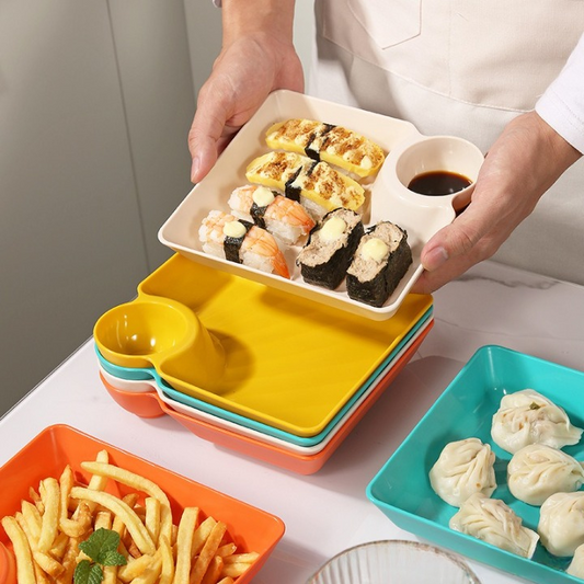 Creative Snack Plate with Dipping Sauce Portion