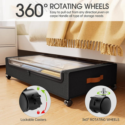 Under Bed Storage Organizer with Movable Wheels