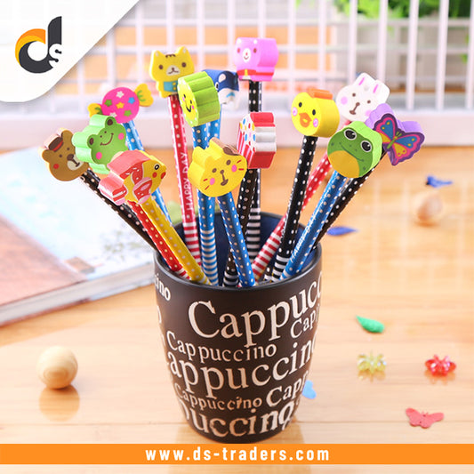 Pack Of 3 Cartoon Design Eraser Pencil