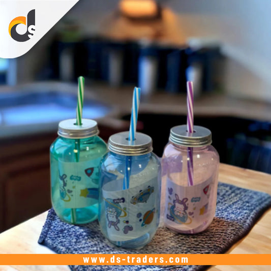 Plastic Mason Jar with Straw