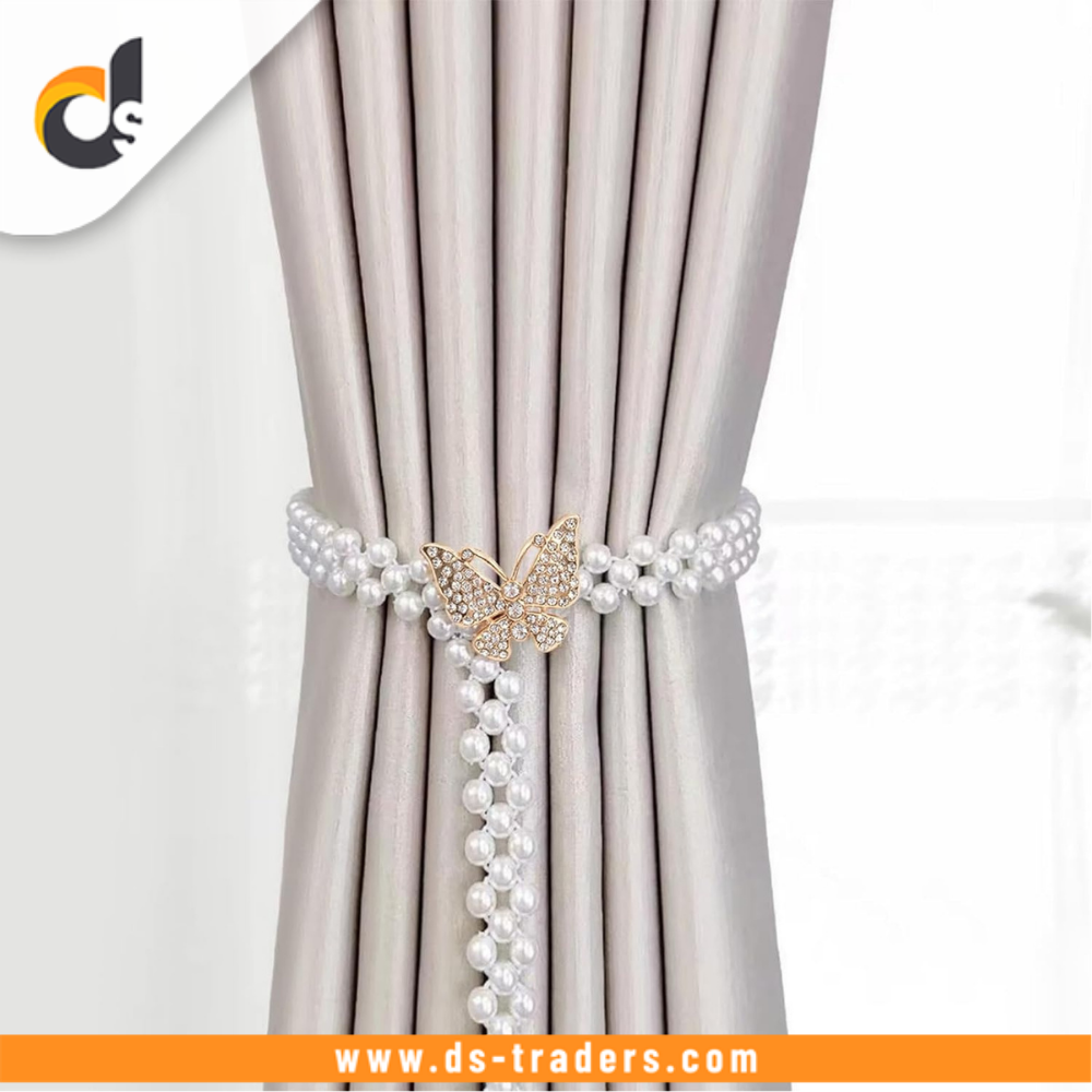 Beautiful Crystal Pearl with Butterfly Curtain Tie