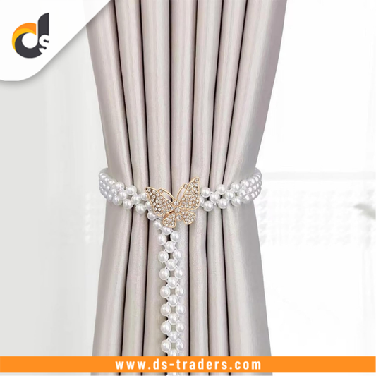 Beautiful Crystal Pearl with Butterfly Curtain Tie