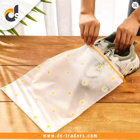 Transparent Multipurpose Plastic Drawstring Bag - 3pc Set (Random Design)