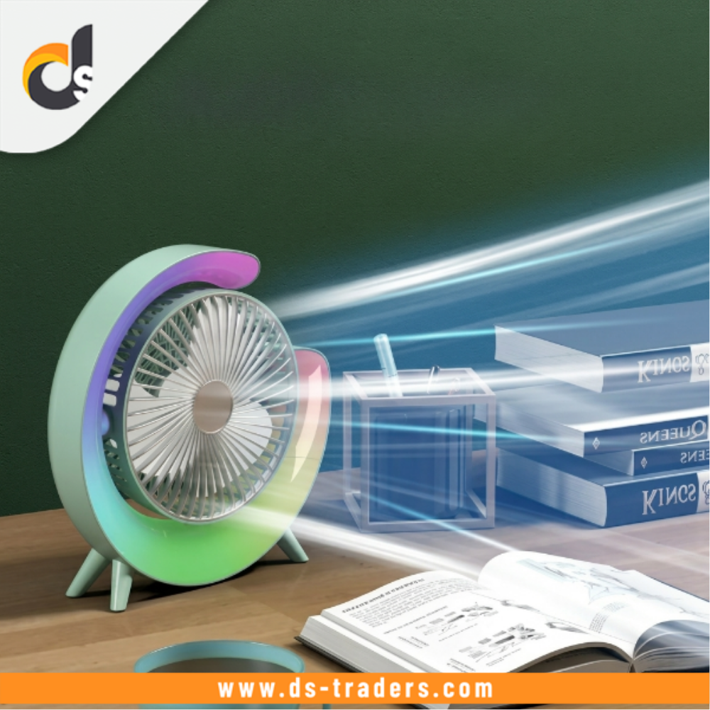 Rechargeable Multi Color Lightening Fan