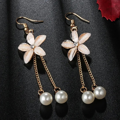 Elegant Star Pearl Drop Earrings