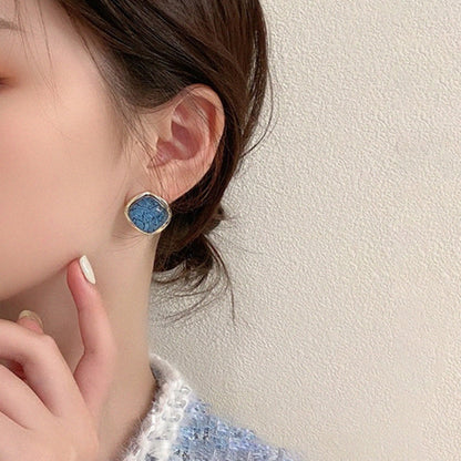 Square Marble Stud Earrings