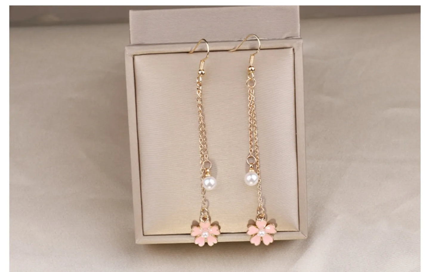Elegant Pearl & Blossom Long Tassel Earrings