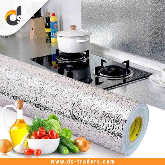 Self Adhesive Silver Aluminium Foil Sticker Sheet Roll for Kitchen Size-60*200 CM
