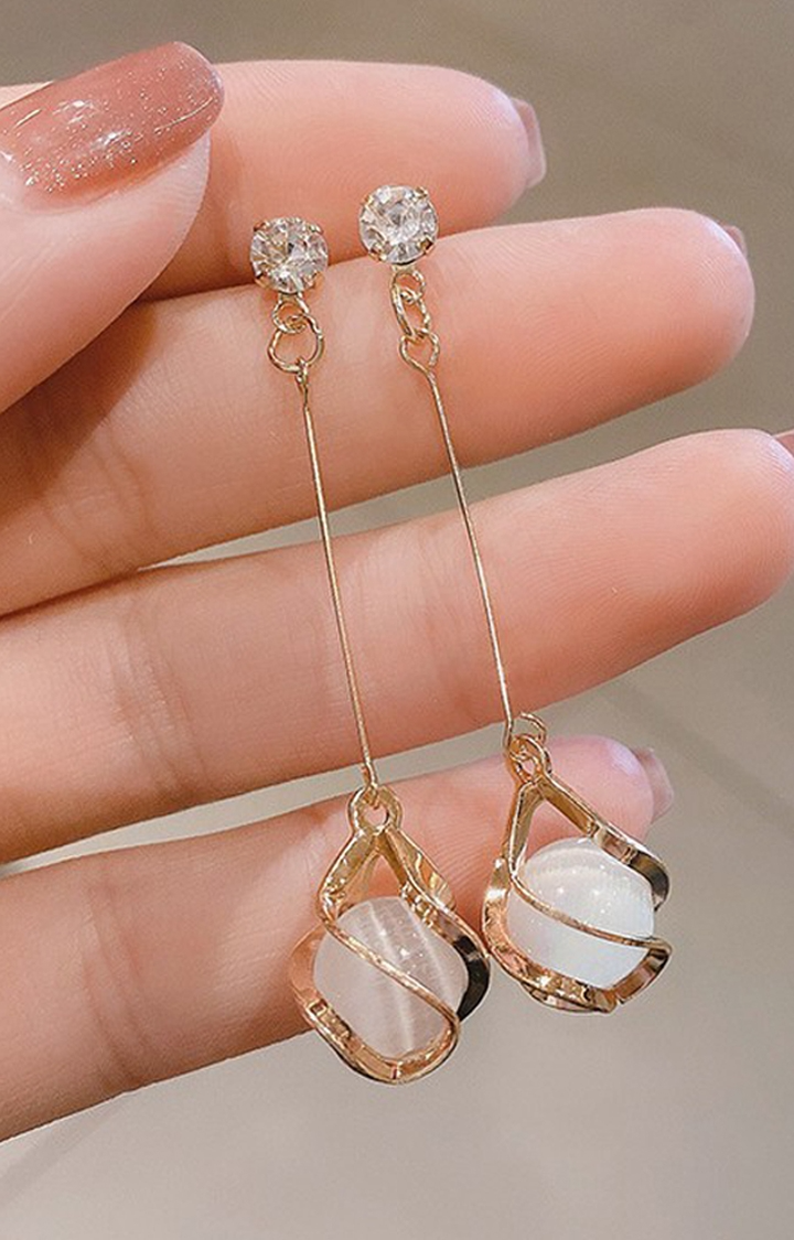 Rhinestone Decor Ball Drop Earrings