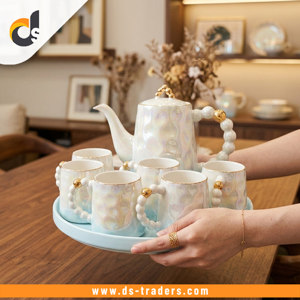 8PCS Luxury Ceramic Tea Set With Tray
