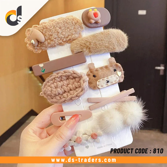 10 Pcs Beautiful Design Wool Knitted hair clips (Hand Made)