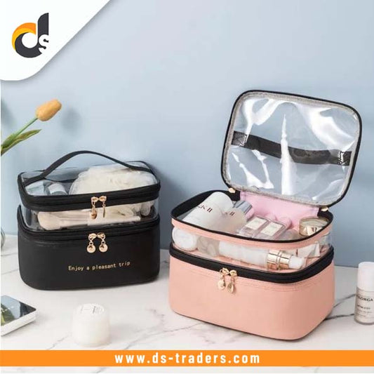 Dual-Zip Travel Cosmetic Organizer