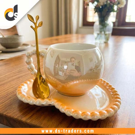 Gradient Ceramic Cup with Sausar & Spoon