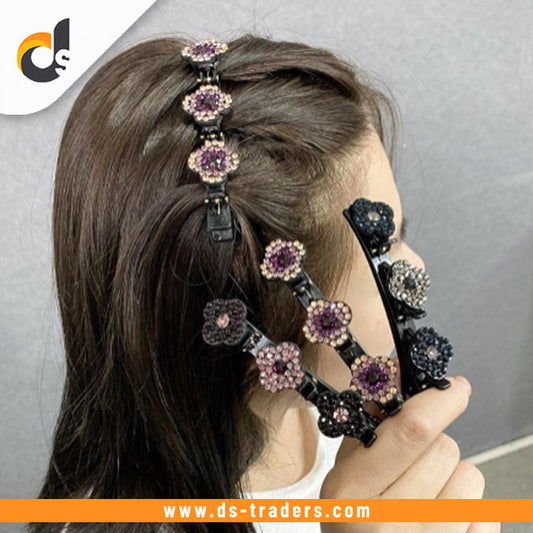 Sparkling Crystal Stone Braided Hair Clips