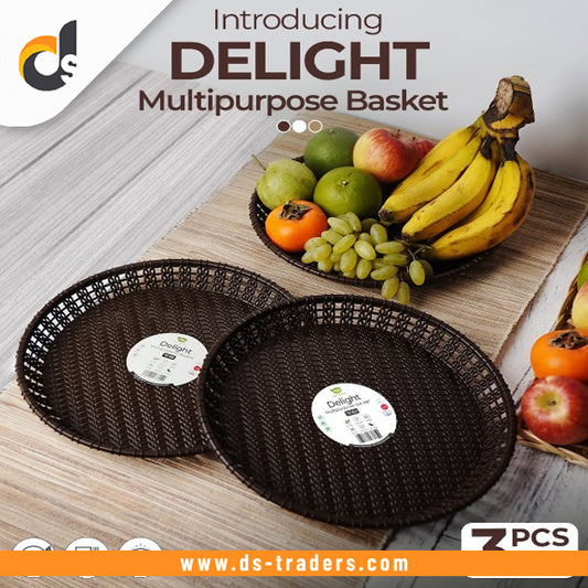 Pack of 3 Delight Multipurpose Basket Tray