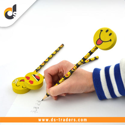 Pack Of 3 Smiley Face Eraser And Pencil