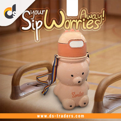 Teddy Bear Sippy Straw Bottle