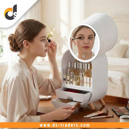 Large Cosmetic Storage Organizer with LED Mirror
