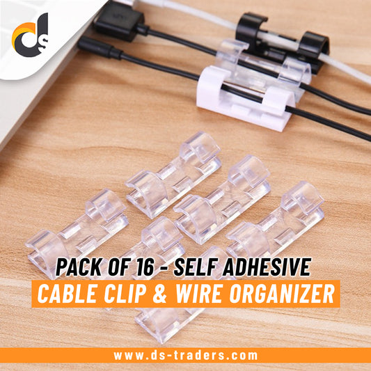 Self Adhesive Wire Organizer Cable Clip - Pack of 16