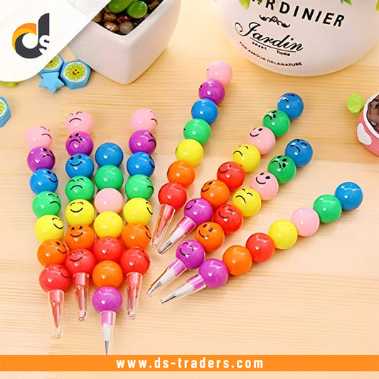 Smiley Gift Pencil & Marker Set – 10 Colorful Faces (Set of 2)