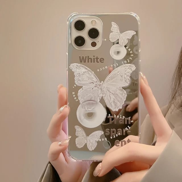 Cute Mirror Butterfly Design - iPhone Back Case Only