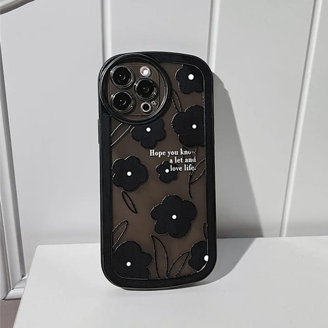 Luxury Black Flower Design - iPhone Back Case Only