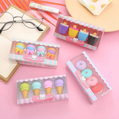 4 Pcs Sweet Candy Multicolor Eraser [Random Design]