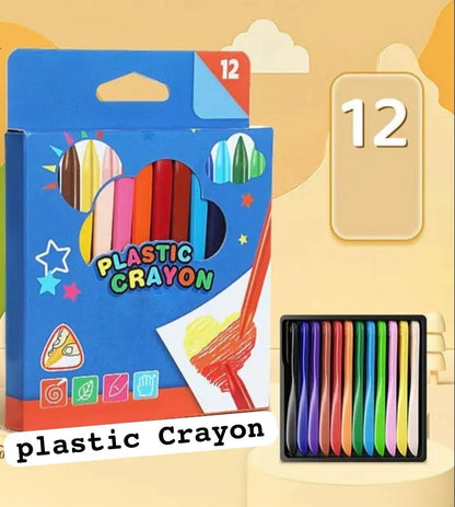 Pack of 12 - Art Supply Childs Plastic Crayon Colors