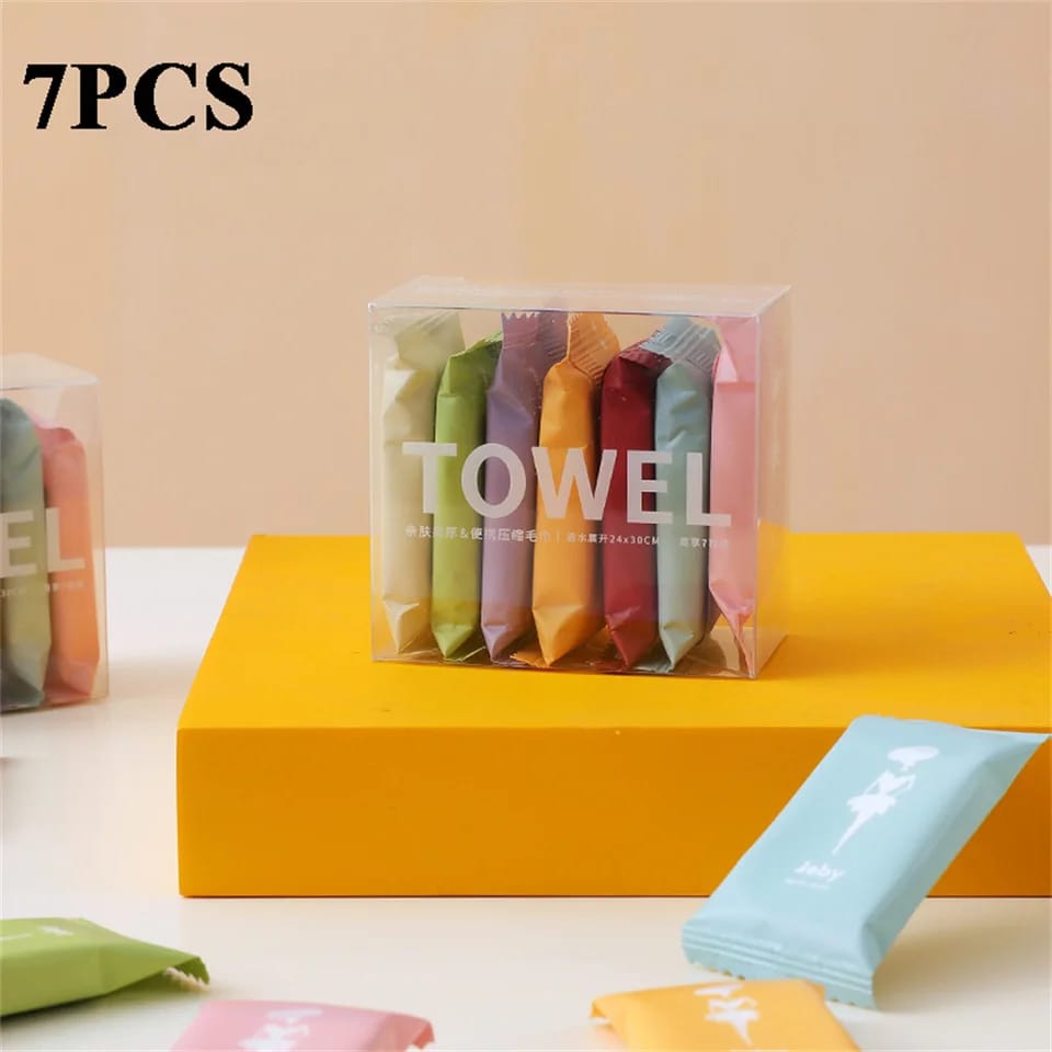 7 Pcs Portable Disposable Compressed Towel Tablets