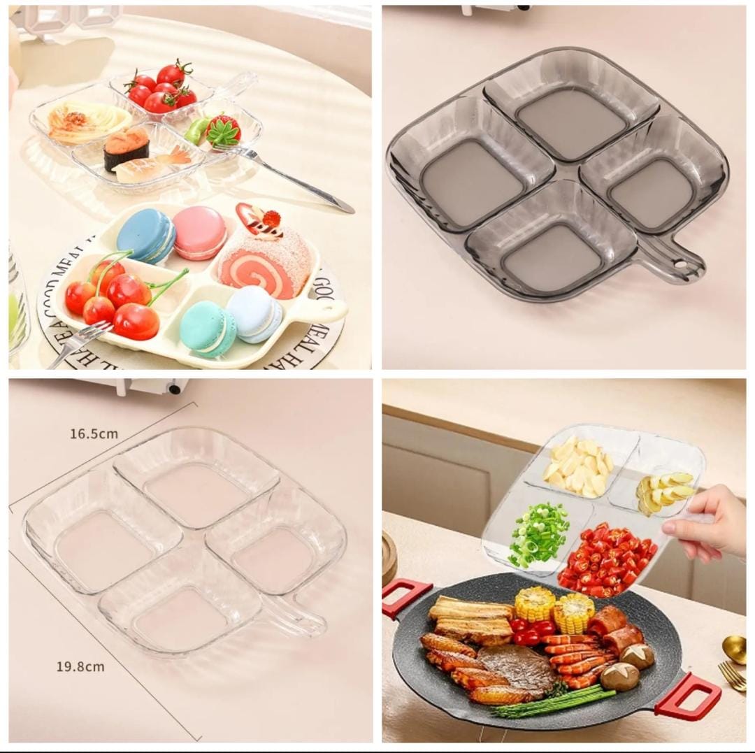 Four-compartment Serving Tray With Handle