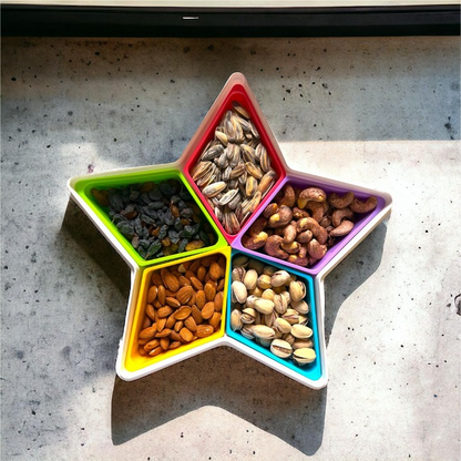 Star Shape 5 Cell Colorful Spice Rack Set with Lid.