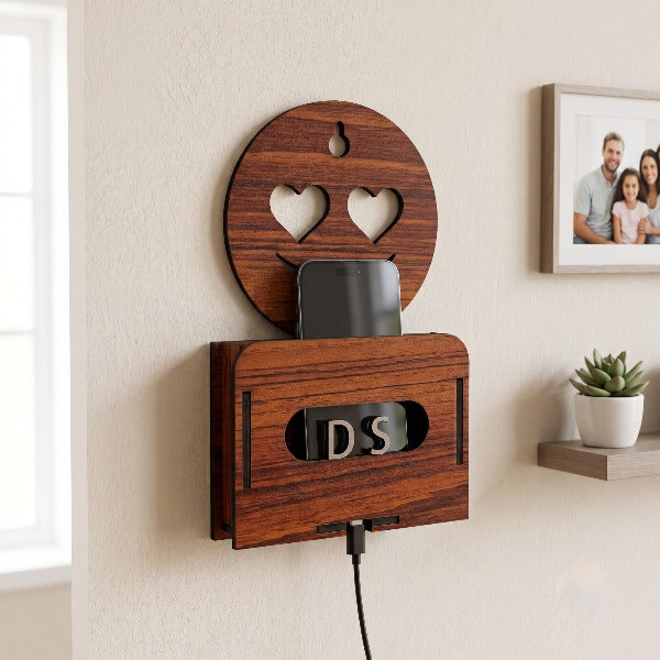 Wooden Smiley Phone Charging Holder