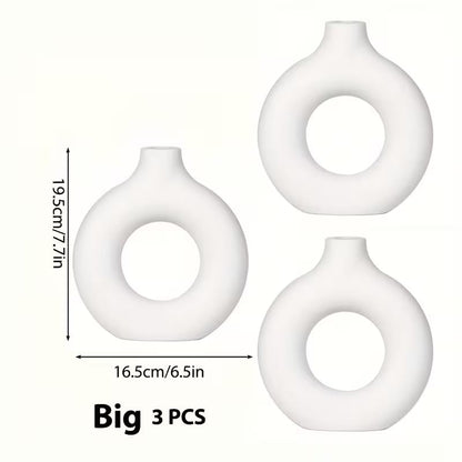 Elegant Donut Shape Ceramic Flower Vase