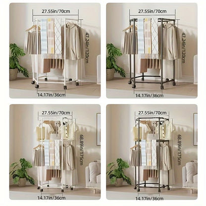 360° Rotating Hexagon Cloth Drying Rack With Wheel