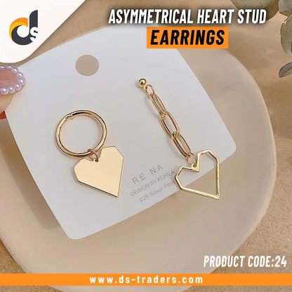 Asymmetrical Heart Stud Earrings