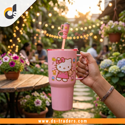 Printed Plastic Dip And Drink Straw Tumbler (Random Design)