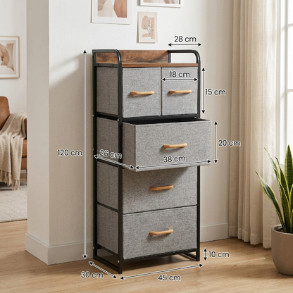 5 Drawer Fabric Storage Organizer Cabinet