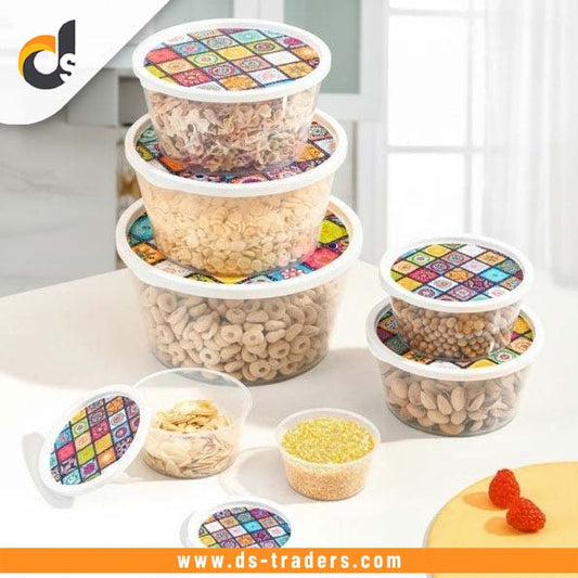 Pack Of 7 - Round Sealed Storage Container