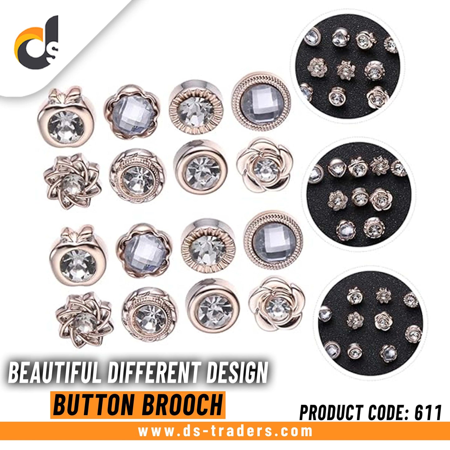 10pcs/Set Beautiful Different Design Button Brooch