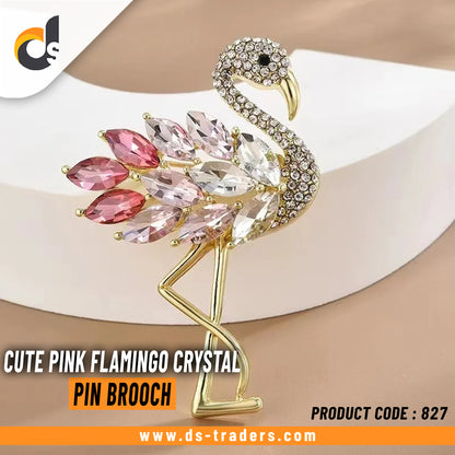 Cute Pink Flamingo Crystal Pin Brooch