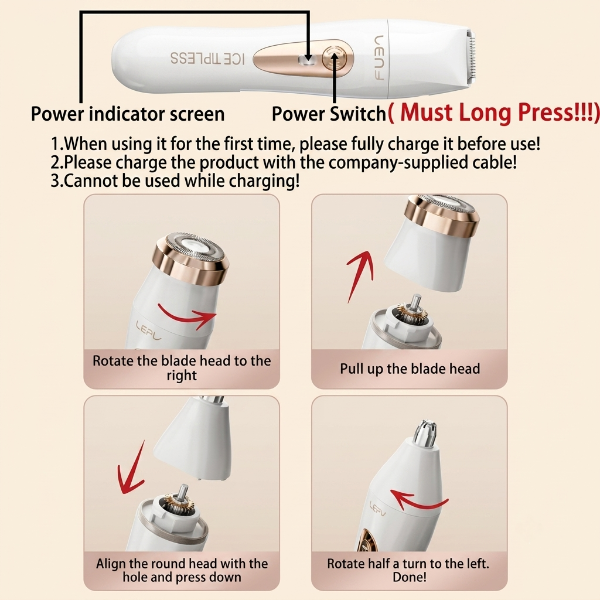 3-in-1  Rechargeable Beauty Razor & Eyebrow Trimmer