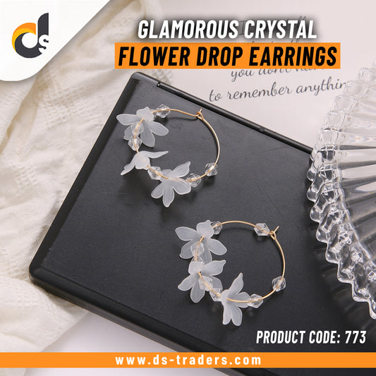 Glamorous Crystal Flower Drop Earrings