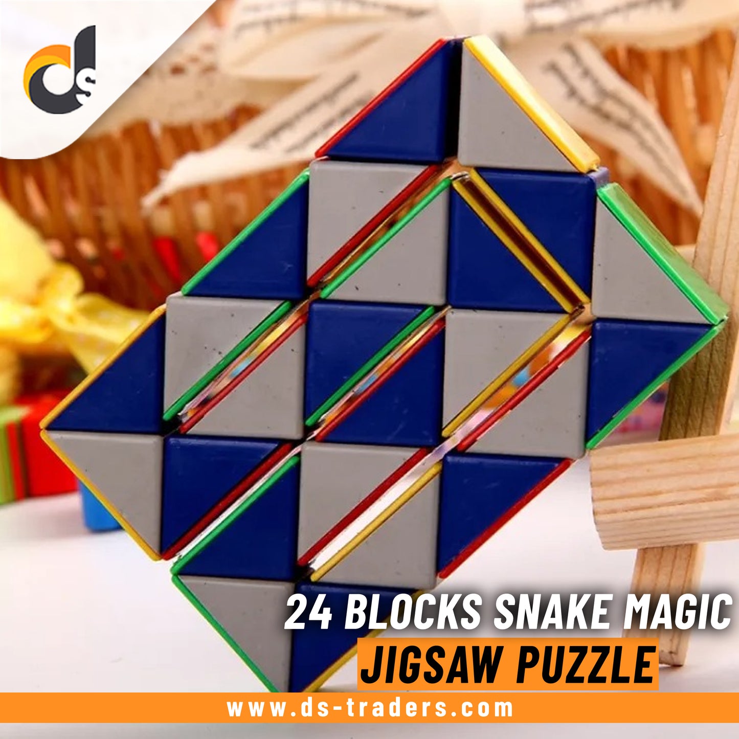 24 Blocks Snake Magic Twist Jigsaw Puzzle Game Kids Toy