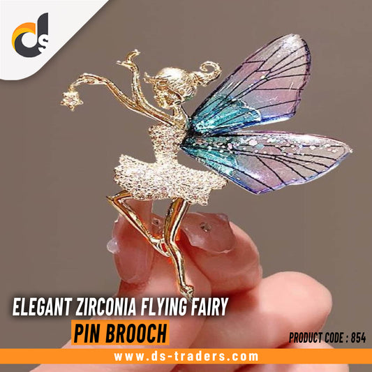 Elegant Zirconia Flying Fairy Pin Brooch