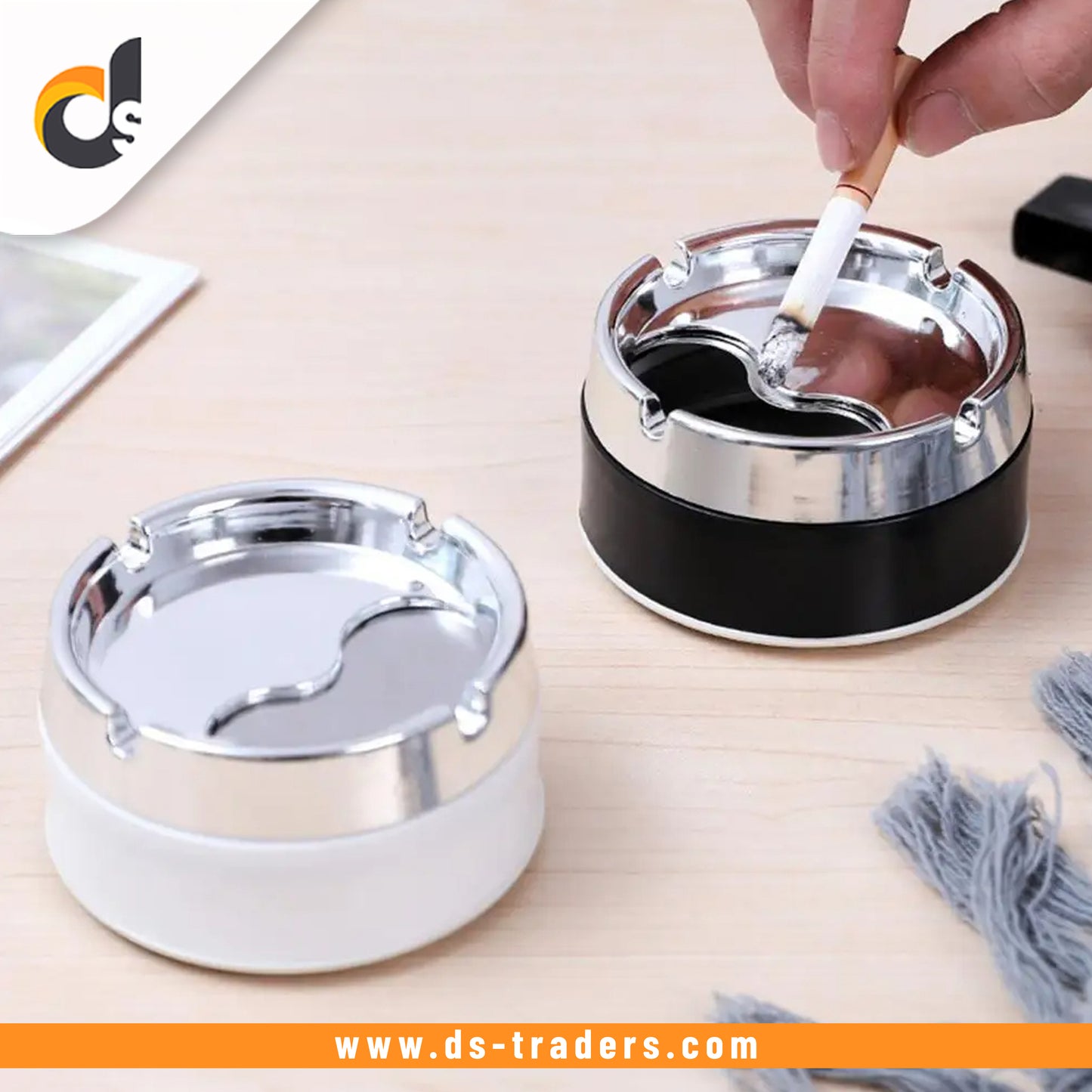 Unbreakable Ashtray with Stainless Steel  Lid