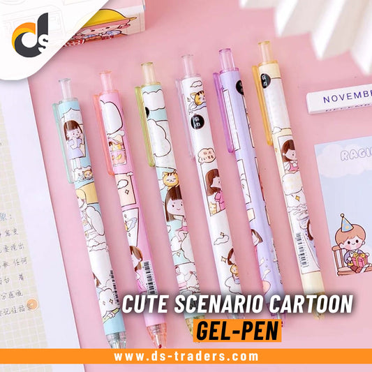Cute Scenario Cartoon Design Gel-Pen (Random Design)