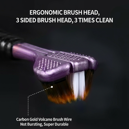 1Pcs Triple Head Soft Bristle Toothbrush