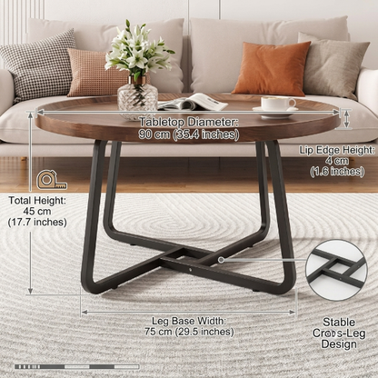 Elegant Round Wooden Sofa Side Table