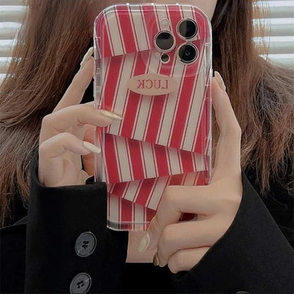 Unique 3d Red & White Stripes- iPhone Back Case Only