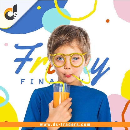 1PC New Creative Funny Soft Flexible Glasses Straw.